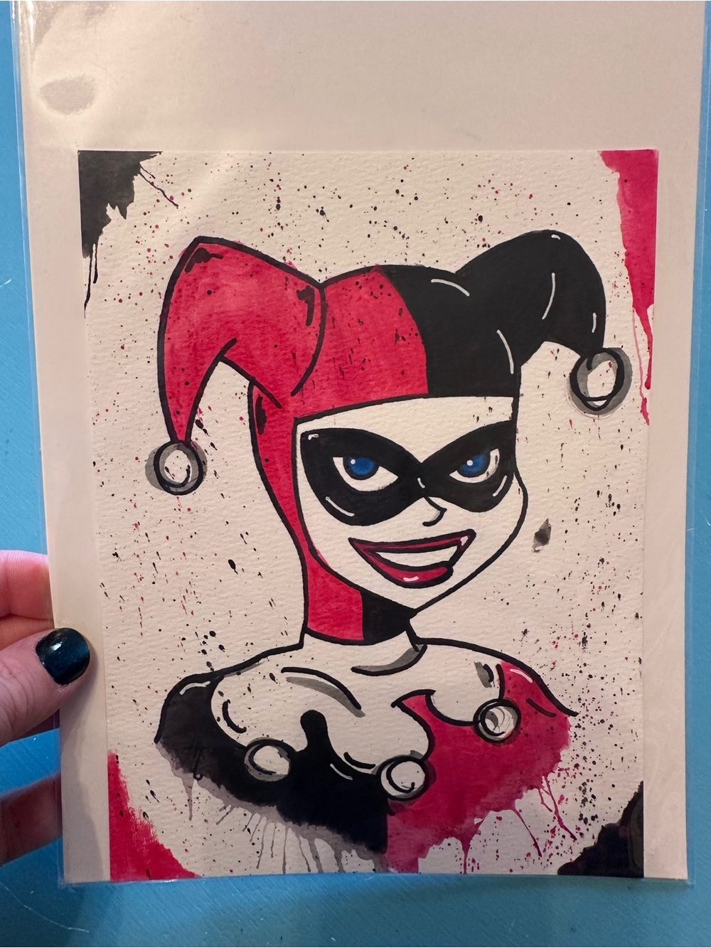 Harlequin Jester Original Art  - Red & Black Home Art